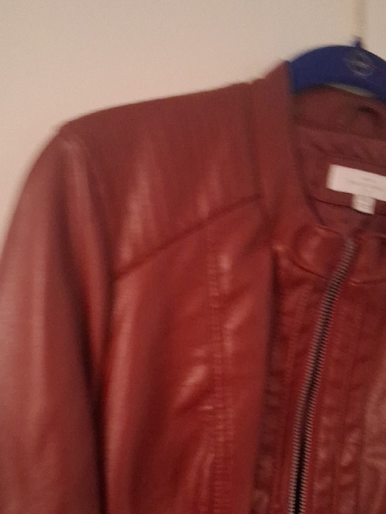 Faux Leather Moto Jacket - Rust Brown - Picture 12 of 14
